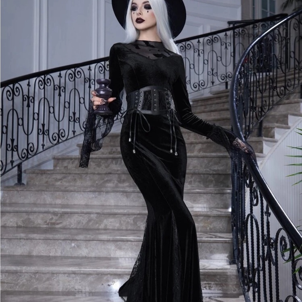 Gothic Black Lace Dress with Corset